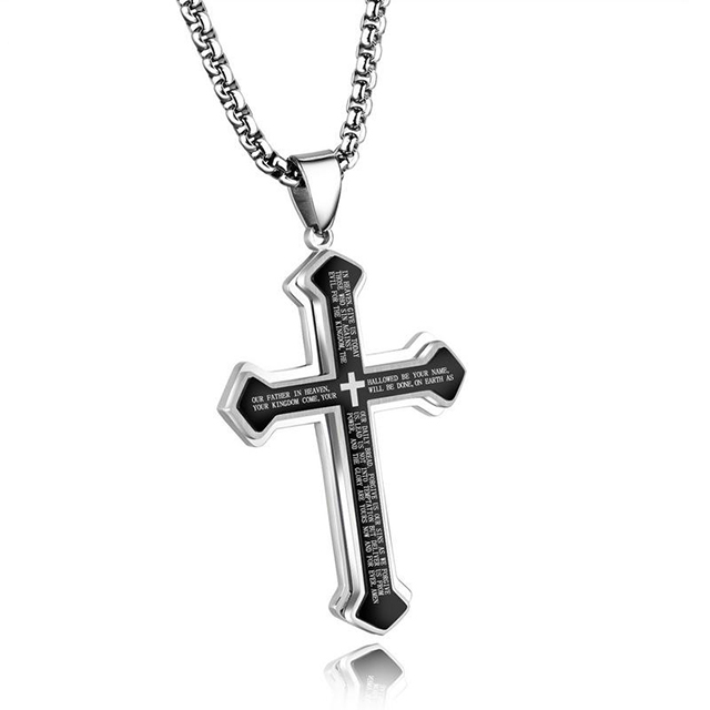 Coolest Men's High Quality Steel Cross Christian Necklace