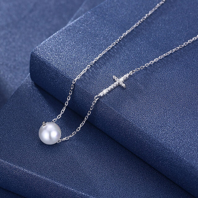 Blessed Jewelry Silver Pearl Christian Necklace For Women