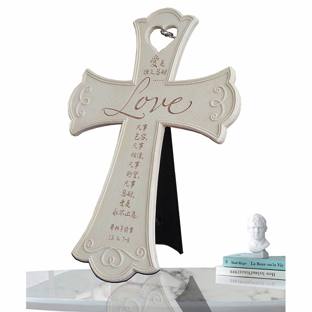 Love Resin Art Sculpture Cross Decoration Christian Gift 