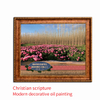 Trees And Flowers Photo Frame Landscape Oil Painting 