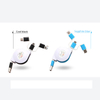  Retractable 3-in-1 Plastic White Shell Phone USB Cable 