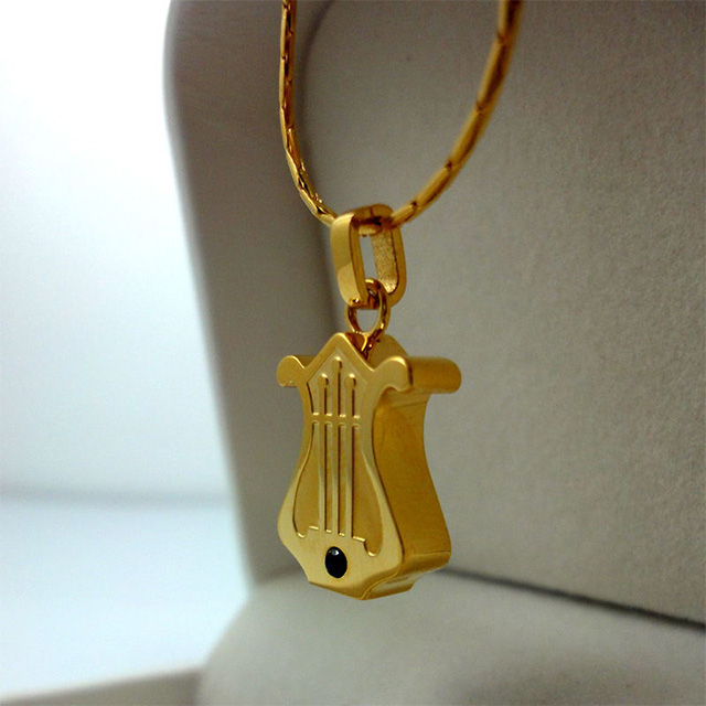 Harp Accessorized Pendant Heart Bracelet Set Christian Necklace 