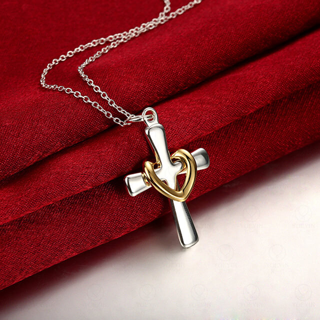 Hot Sale Copper Religious Heart Cross Christian Pendant 