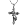 Jewelry Delicate Blessed Prayer Gestures Cross Christian Necklace