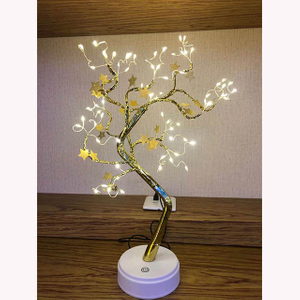 Golden Light Stars Decorated Tree Lights Christmas Gift 