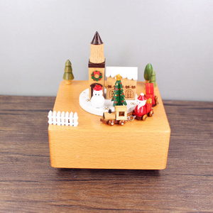 Home Decorative Wooden Christmas Hut Christian Music Box