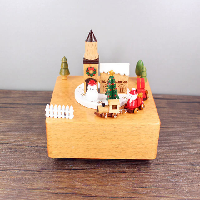 Home Decorative Wooden Christmas Hut Christian Music Box