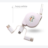 Retractable 3-in-1 Plastic White Shell Phone USB Cable 