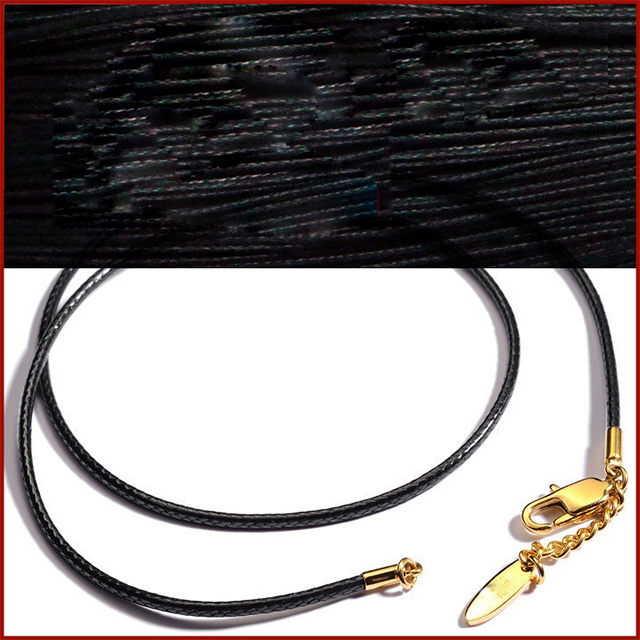 Black Chain Gold Plated Wax Rope Christian Necklace